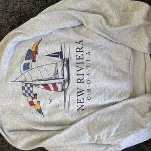 Hollister Light Gray Nautical Graphic Crew Neck Sweater